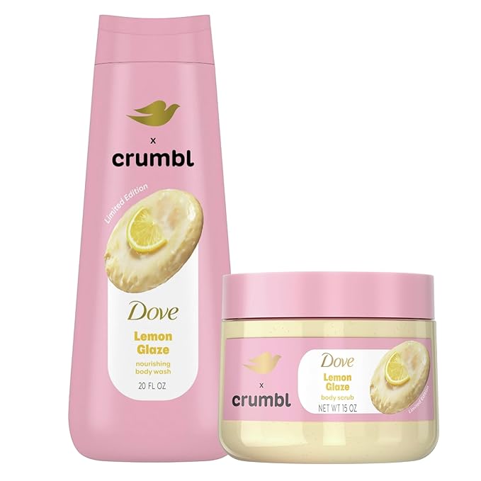 Dove Moisturizing Liquid Body Wash &amp Scrub | Lemon Glaze | 20oz Wash + 15oz Scrub