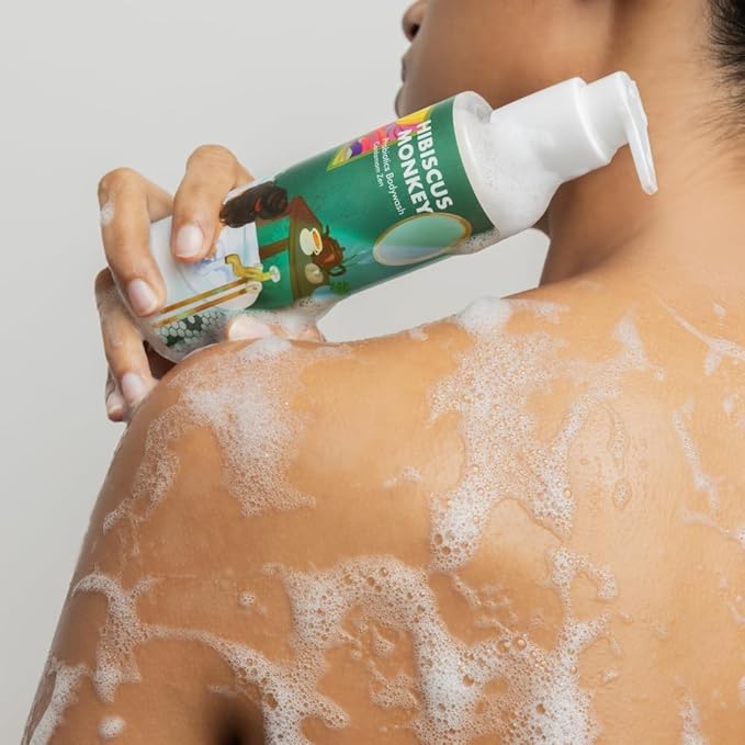 HIBISCUS MONKEY Probiotics Body Wash|100% Plant Derived|Sensitive Skin Friendly Dermatologist Tested Ph Balanced|Artificial Fragrance Free No Synthetic Surfactants No Sles/Sls Paraben Free