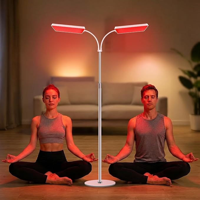 2 Head Red Light Therapy Lamp for Body and Face Use 3 in 1 Chip with 660nm Red Light and 850nm Near Infrared Light LED Red Light Therapy Device with 61 inch Adjustable Stand