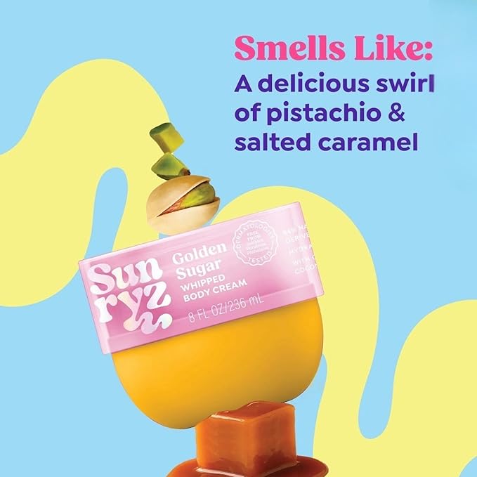 PDC Brands Sunryz Limited Edition Summer Scented Body Wash and Whipped Body Cream Duo Golden Sugar 12 FL OZ Body Wash 8 OZ Body Cream 2 Piece Set