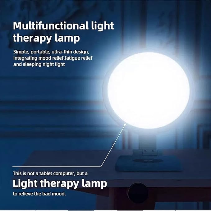 LED Happy Mood LampsLight Therapy Sun Lamp with Wireless Charging Stepless Dimming and 6-Speed Timing2700-5000K Color Temperature for Christmas New Year Birthday Gift
