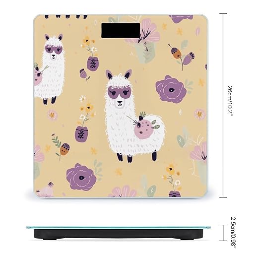 Alpaca and Bee Weight Scale Digital Electronic Scales Bathroom Scale Larg LCD Backlight Display High Precision MeasurementsTempered Glass