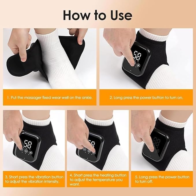 Foot Triple Method Massager Cordless Ankle Wrap Massager with 3 Heat &amp 3 Vibration Modes Portable Rechargeable Foot Pain Relief for Home &amp Office (Gray 2 PCS)