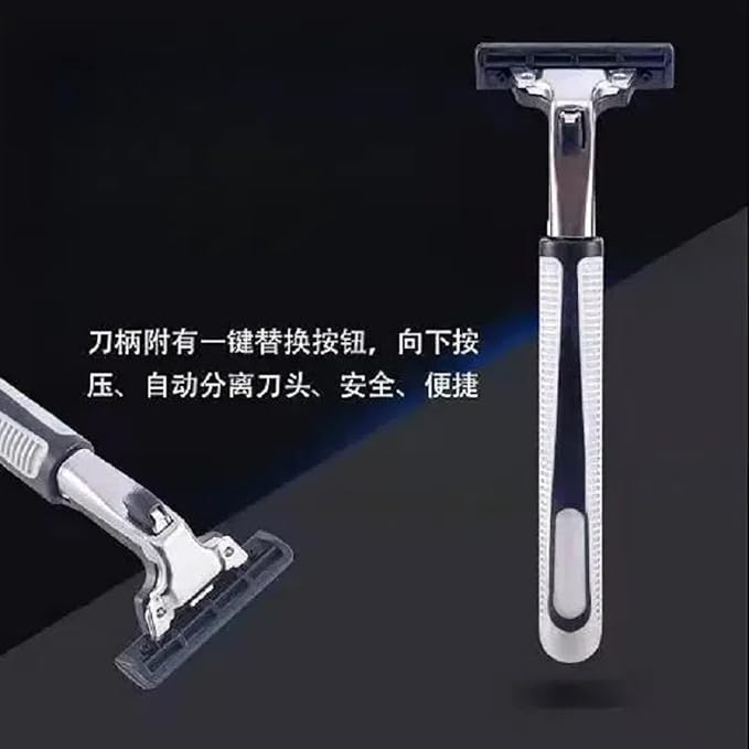 Men's refillable razors 2 knife holders 42 interchangeable double blades a free knife holder box set of 45