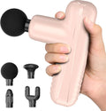Mini Massage Gun Powerful Handheld Muscle Massager for Muscle Relaxation Deep Tissue Percussion Small Massage Gun Travel Massager with 4 Massage Heads Silent Brushless Motor Pink