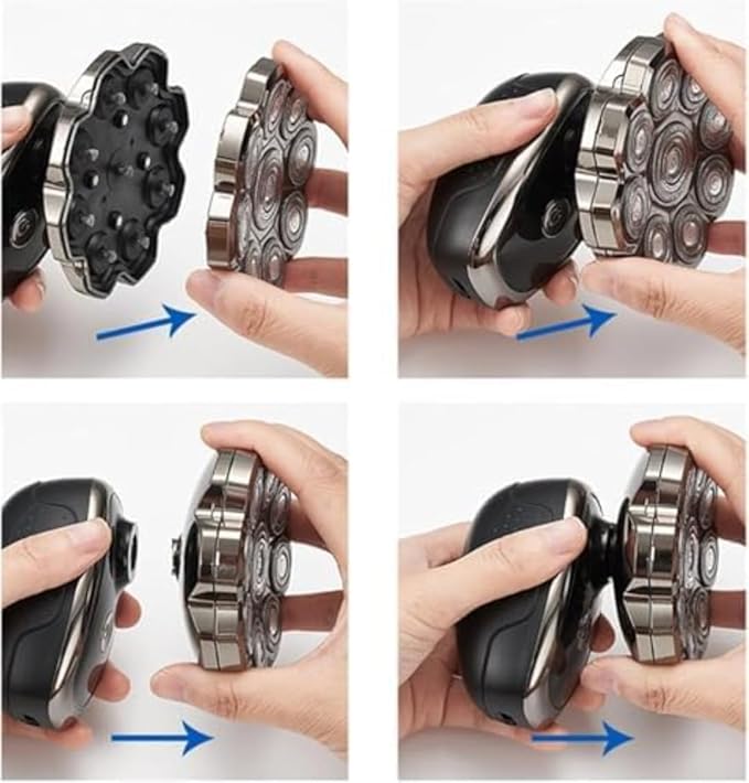 Electric Razor Shaver 9D Floating Shaver for Men 6 in 1 Detachable Precision Heads with LED Display Waterproof Wet and Dry Fast USB-C Rechargeable Electric Shavers for Bald Men(7 Heads)