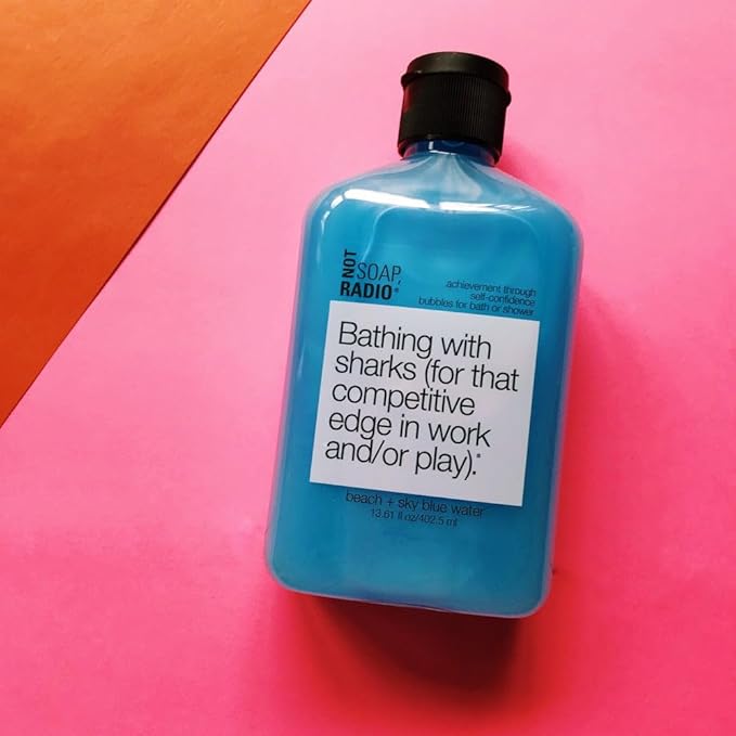 Not Soap Radio Bathing with sharks | Beach and sky blue water with Royal Jelly extract Moisturizing Body Wash for Women and Men | Paraben and Sulfate Free