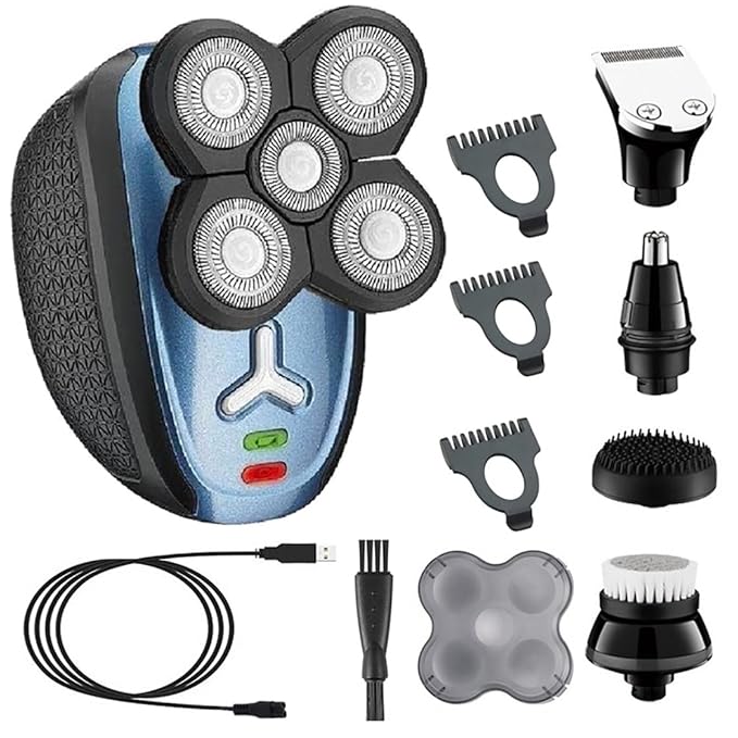 Electric Razor for Men 5 In 1 Men's Washable Electric Shaver Machine For Men Grooming Beard Trimmer Facial Rotary Electric Razor Usb Rechargeable
