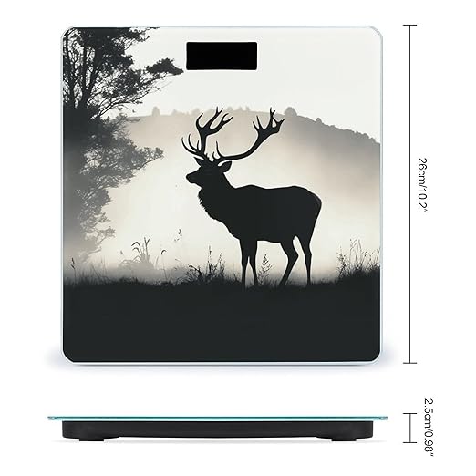 Wildlife Deer Silhouette Bathroom Scale Large LCD Backlight Display Digital Scale Rounded Corners Body Scales Automatic Power On/Off Bathroom Scales for Home Bedrooms