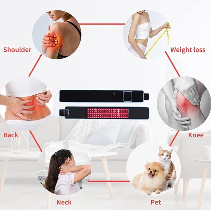 Red Light Therapy Belt 650nmLED and 850nm Therapy Pad Home Hot Compress Pain Relief Wearable with Automatic Timer for Body Back Waist Shoulder Joints Pain Relief