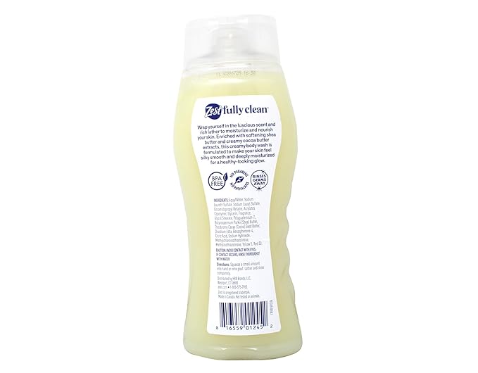 Zest Creamy Indulgence Cocoa Butter &amp Shea Moisturizing Body Wash 18 fl oz + Ocean Breeze Refreshing Body Wash 18 fl oz