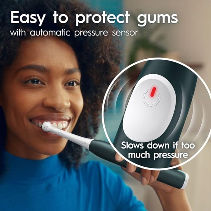 Oral-B Rechargeable Electric Toothbrush iO2 Starter Kit 3 Cleaning Modes Automatic Pressure Sensor to Protect Gums 2 Brush Heads Forest Green