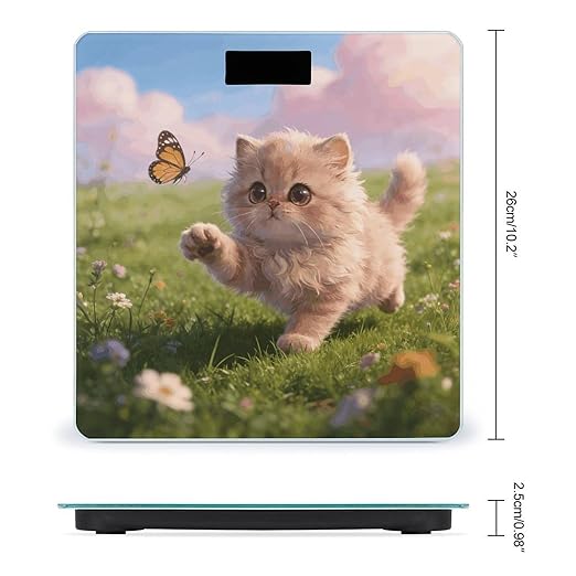 Chasing Butterflies Weight ScaleClear LED Display Bathroom Digital Weighing ScaleTempered Glass Digital Bathroom Scale for Body Weight Capacity Up to 400 Lbs