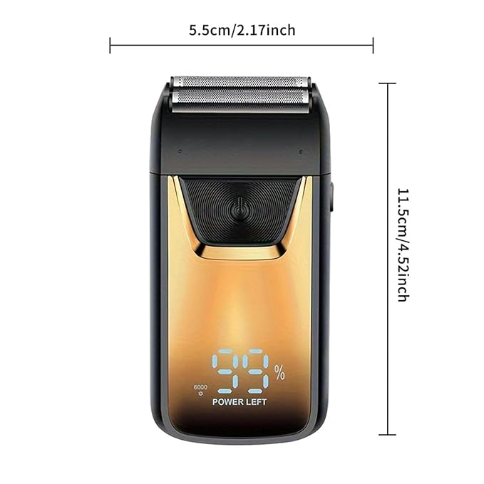 Electric Mini Shaver for Men Beard Trimmer Cordless Hair Remover Trimmer Beard Shaver Face Hair Removal for Camping Traveling black and gold