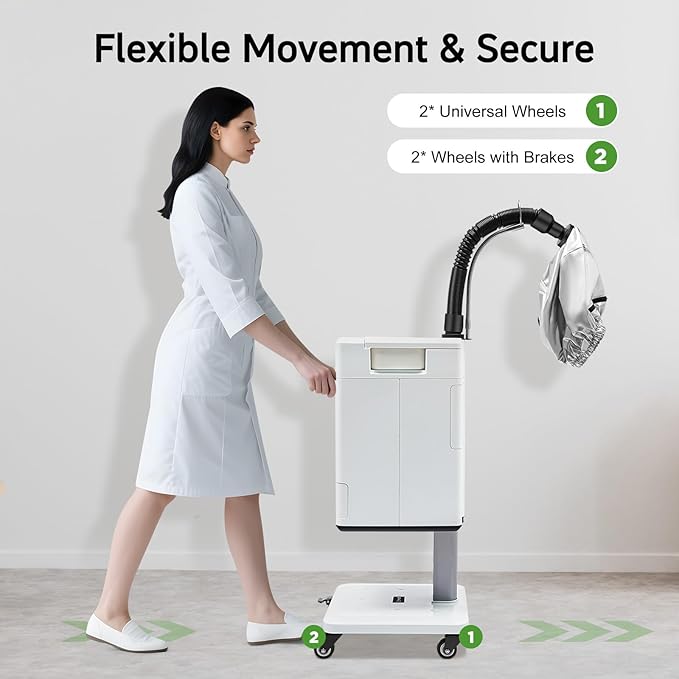 Nano Hair Steamer Machine 110V 500W Professional Micro Mist Salon Hair Processor with Wheels Salon Spa Equipment Vertical Nano Hair Steamer for Deep Hair Care Repair Hair Styling