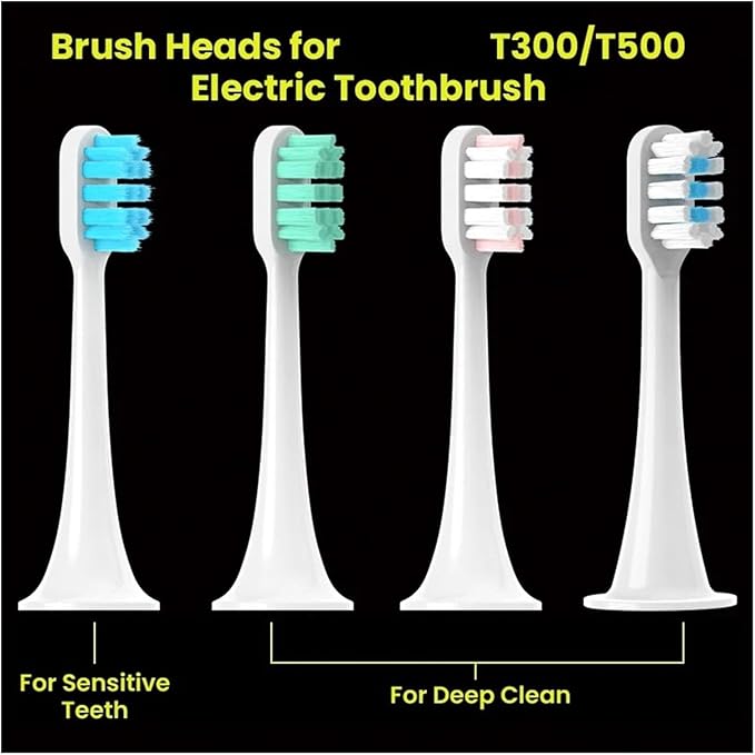 Replacement Brush Heads Compatible for T300/T500/T700 12PCS Tooth Soft Bristle Caps Package Nozzles(WhiteBlue)