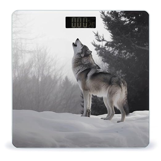 Howling Wolf Scale for Body Weight High Precision Digital Weight Scales with LCD Display Anti-Slip Sturdy Slim Tempered Glass Bathroom Scale for Home Use