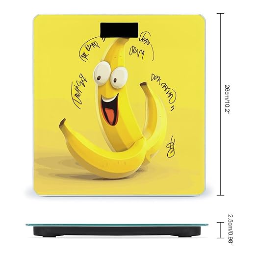 Yellow Banana Weight Scale Digital Electronic Scales Bathroom Scale Larg LCD Backlight Display High Precisio MeasurementsTempered Glass