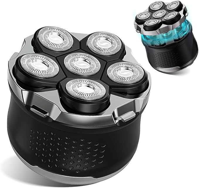 Electric 6D Floating Head Shavers for Bald Men Magnetic Rotary Shaver for Men FaceWet Dry IPX6 Men's Razor LED Display Rechargeable with USB-C Charge