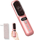 Cordless Hair Straightener Brush 10000mAh: Electric Hot Comb for Black Women Hair - Portable Negative Ion Straightening Brush for Travel