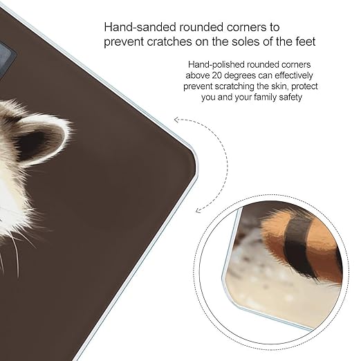 Cute Raccoon Bathroom Scale Large LCD Backlight Display Digital Scale Rounded Corners Body Scales Automatic Power On/Off Bathroom Scales for Home Bedrooms