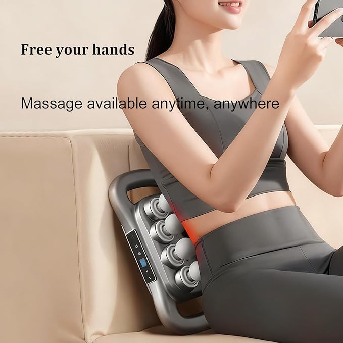Back Massager for Relief Deep Tissue with Heat 8 Heads Hands-Free Electric Back Massager with 9 Modes &amp 9 Levels Deep Tissue Massage Gun for Pain Relief Portable for Home &amp Office Use
