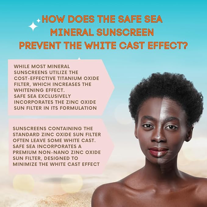 Safe Sea Zinc Oxide Sunscreen SPF50 | Clear Mineral Face Sunscreen Without White Cast | Anti-Jellyfish Sting Protective Lotion | Coral Reef Safe | Travel Size - 2Oz (60ml) Pack of 2
