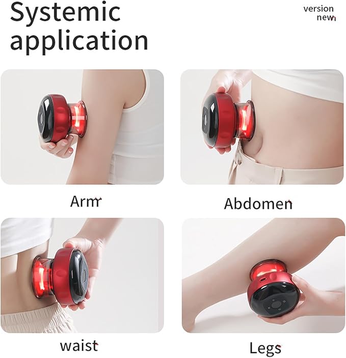 Cupping Device 2-in-1 Smart Electric Gua Sha Tool with Adjustable Suction &amp Heat Cupping Therapy Cordless Type-C Rechargeable Cupping Kit with 12 Levels Suction and Heat (Black)