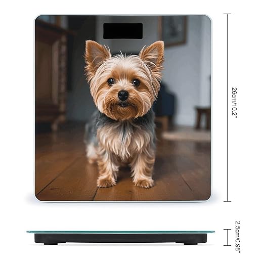 Cute Pet Yorkie Weight Scale for Body Weight Digital Bathroom Scale High Capacity Accurate Digital Weighing Scales and Easy-to-Read on Backlit LCD Display Scales