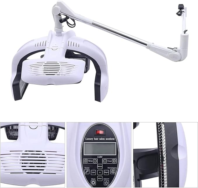 800W Orbiting Hair Dryer Standing Hair Perm Color Processor Dryer Heavy Duty Adjustable Wall Mounted/Standing Hair Dryer - Hair Salon Equipment for Hair Dyeing Perming