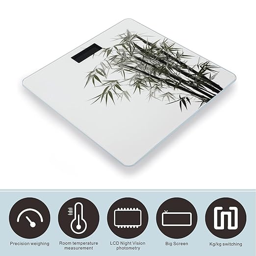 Asian Bamboo Bathroom Scale Weight Scale for Body WeightHighly Accurate Digital Weighing Machine Clear LED Display Digital Bathroom Body Scale 400lb/182kg