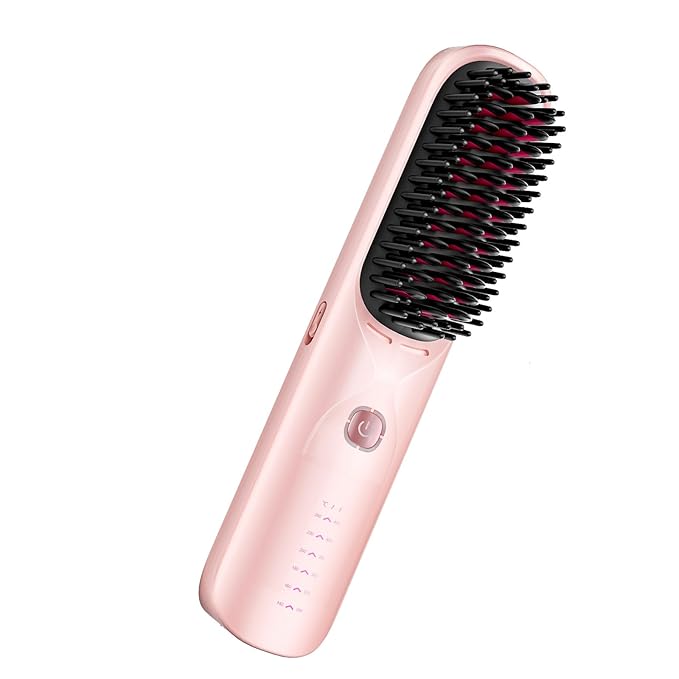 Cordless Hair Straightener - Portable Hot Hair Comb for Travel - 45s Fast Heating - 300 Million Negative Ions for Frizz-Free Gift for Women10000mAh
