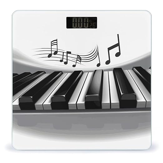 Piano Music Symbol Weight Scale Digital Electronic Scales Bathroom Scale Larg LCD Backlight Display High Precisio MeasurementsTempered Glass