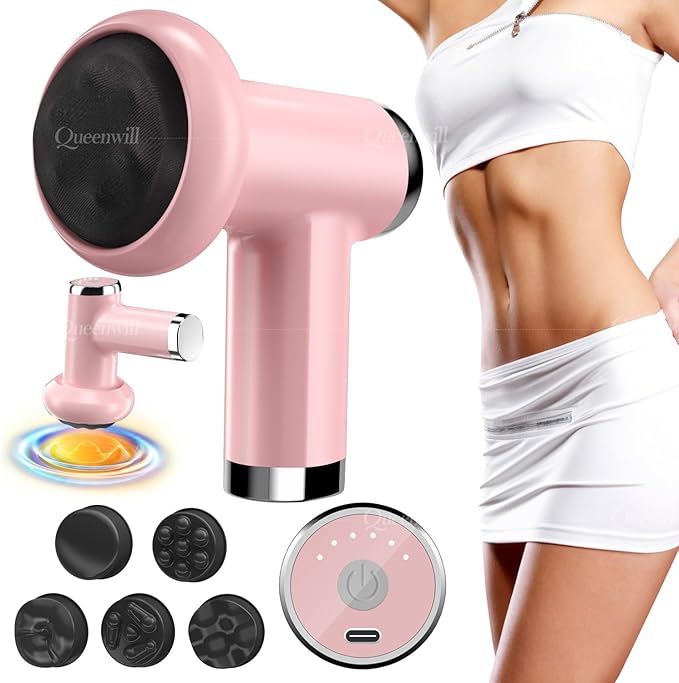 Anti Cellulite Massage Tool Body Sculpting Machine for Women Lymphatic Drainage Device with Lipo Roller Handheld Home Use for Belly Fat Stomach Thighs &amp Buttocks Sculpting (Pink)