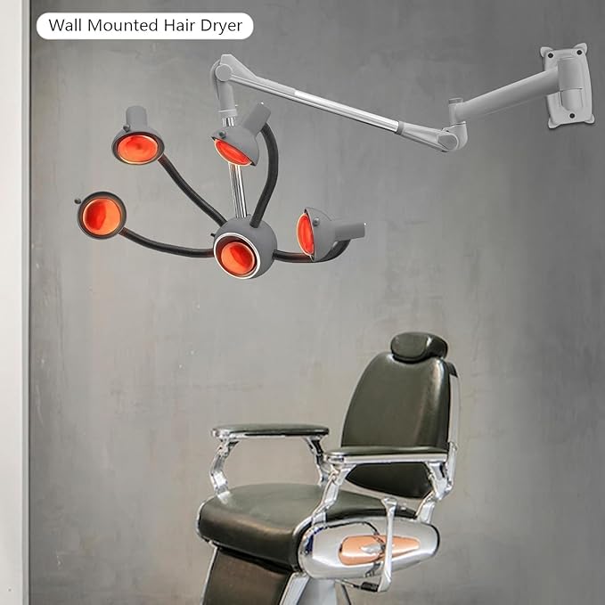 5 Heads Wall Mount Infrared Hair Dryer Multifunctional Salon Hair Color Processor Accelerator Heater Lamp Hairdresser Salon Barber Equipment for Beauty Salon SPA.