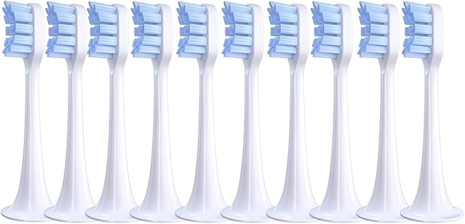 Replacement Brush Heads Compatible with Mijia T300 Replacement Electric Toothbrush Heads Nozzles Clean Protect Soft Bristle(10pcs Blue-L)