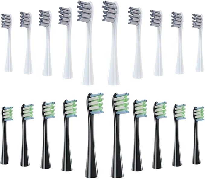 Brush Head Replacement Compatible for Electric Toothbrush Soft Bristle X/X PRO/ Z1 Brushes Replaceable Fit(10 Grey 10 Black)