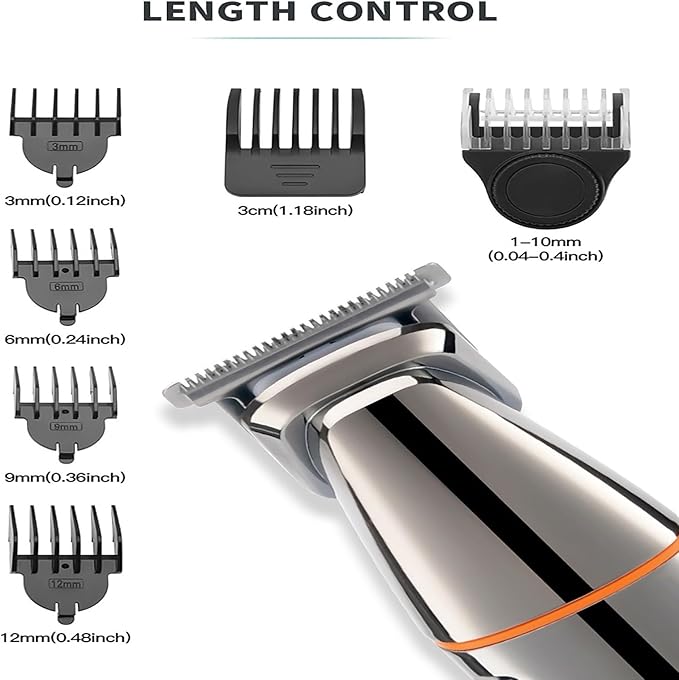 BAHREL Beard Trimmer for Men All in One Mens Beard Grooming Kit IPX7 Washable Mustache Nose Hair Trimmer Foil Trimmer &amp Body Shaver Electric Razor for Men Gifts (Color : Gold)