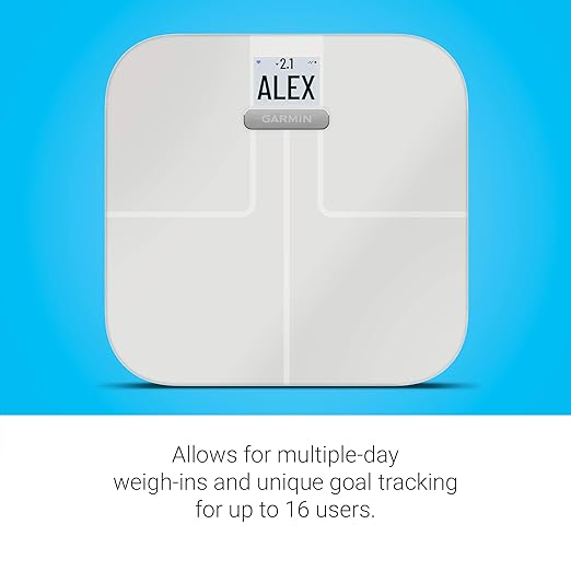 Garmin Index S2 Smart Scale with Wireless Connectivity Measure Body Fat Muscle Bone Mass Body Water% and More White (010-02294-03) (Renewed)