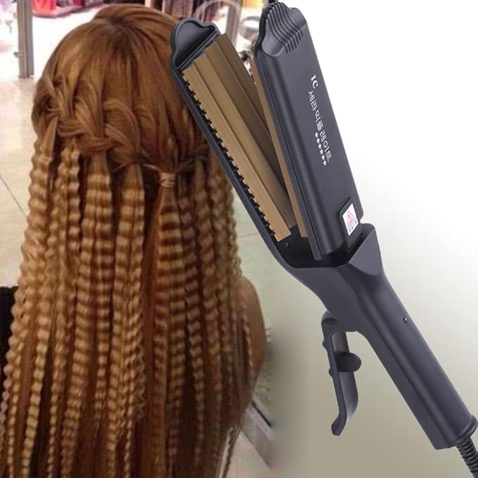Pro Big Hair Crimper Corrugated Iron Hair Waver Fluffy Hair Straightener Curling Iron Titanium Ceramic Flat Crimping Iron Plate