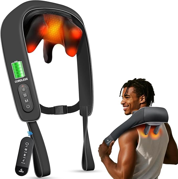 Shiatsu Neck and Shoulder Massager with Heat [Remote Control] FSA Eligible HSA 6D Kneading Neck Massager for Pain Relief Deep Tissue Gifts for Men Women