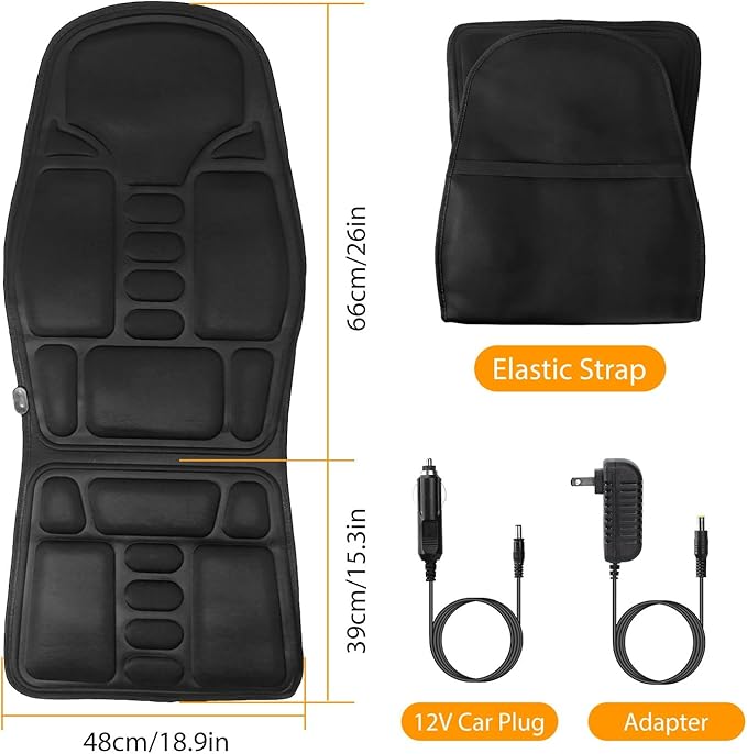 Solianne Back Massager with Heat Vibration Back Massage Pad 8 Motors Comfortable Back Massage Cushion for Back Neck Shoulder Leg Pain Relief Deep Tissue Home Office Use