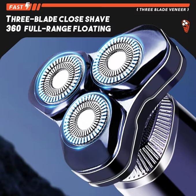 Electric Rotary Shaver for Men 3D Floating Heads Rechargeable Cordless Beard Shaver Waterproof Wet &amp Dry Razor LED Display USB Charging