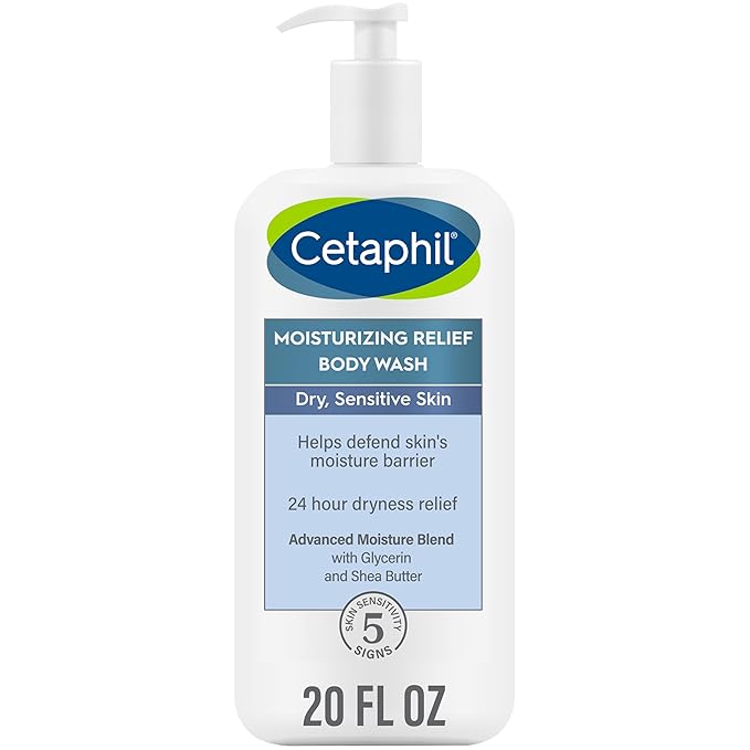 Cetaphil Body Wash NEW Moisturizing Relief Body Wash for Sensitive Skin Creamy Rich Formula &amp Ultra Gentle Refreshing Body Wash For Dry to Normal Sensitive Skin 16.9oz with Aloe Vera