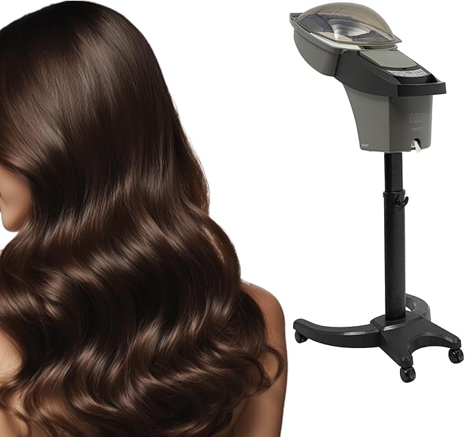 Hair Steamer for Deep Conditioning w/7 Color Light &amp Ozone 700W Micro Mist Scalp Hydration Steamer for Hair Treatment for Natural/Black Hair w/Adjustable Temp for Barbershops (Black)