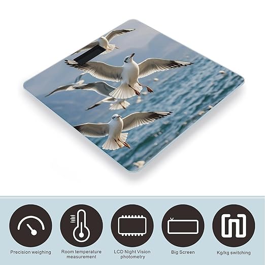 Seagulls in Flight Scale for Body Weight Digital Bathroom Scale Accurate Smart Weight Scales with Large Display Weighing Machine High Precision Scales