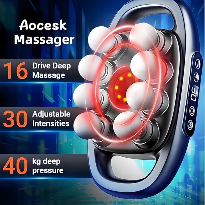 Needsary Massager 16-Drive 8-Head Massage Gun Set Quiet Muscle Massage Gun for Back Full Body Electric Muscle Massager for Legs Back Arms Waist Buttocks(Black 16 Head)