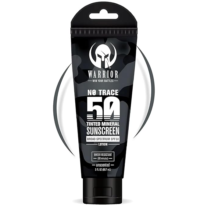 WARRIOR - WIN YOUR BATTLES- SPF 50 Tinted Sunscreen for Face - Zinc and Titanium Tinted Moisturizer with SPF - Water Resistant Non-Toxic Tinted Sunscreen Lotion for Sensitive Skin - 3 Fl. Oz