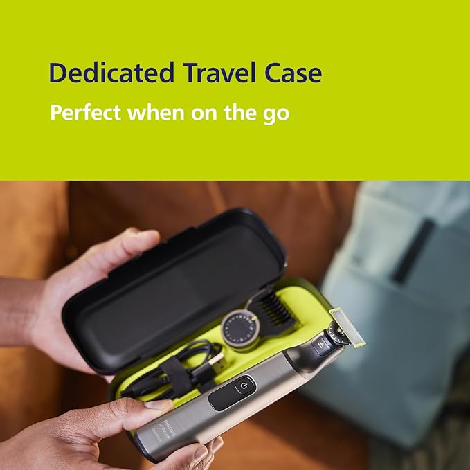 Philips Norelco OneBlade Pro Face+Body Travel Kit Bundle - Philips Norelco OneBlade Pro 360 Face+Body Hybrid Electric Trimmer/Shaver QP6542/70 +Travel Case QP401/90