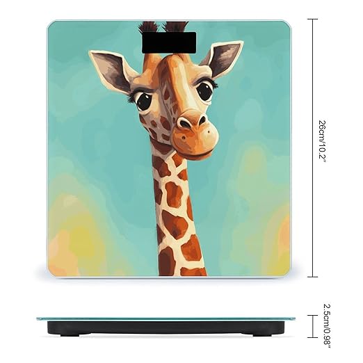 Funny Giraffe Art Weight Scale Digital Electronic Scales Bathroom Scale Larg LCD Backlight Display High Precision MeasurementsTempered Glass